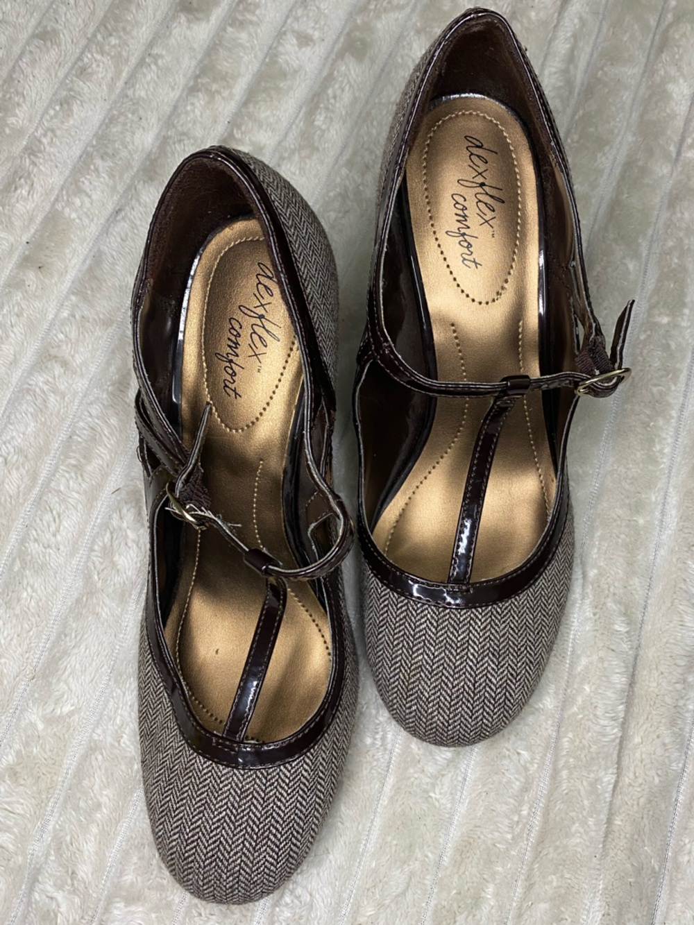 Women’s Brown Herringbone Mary Jane Heels